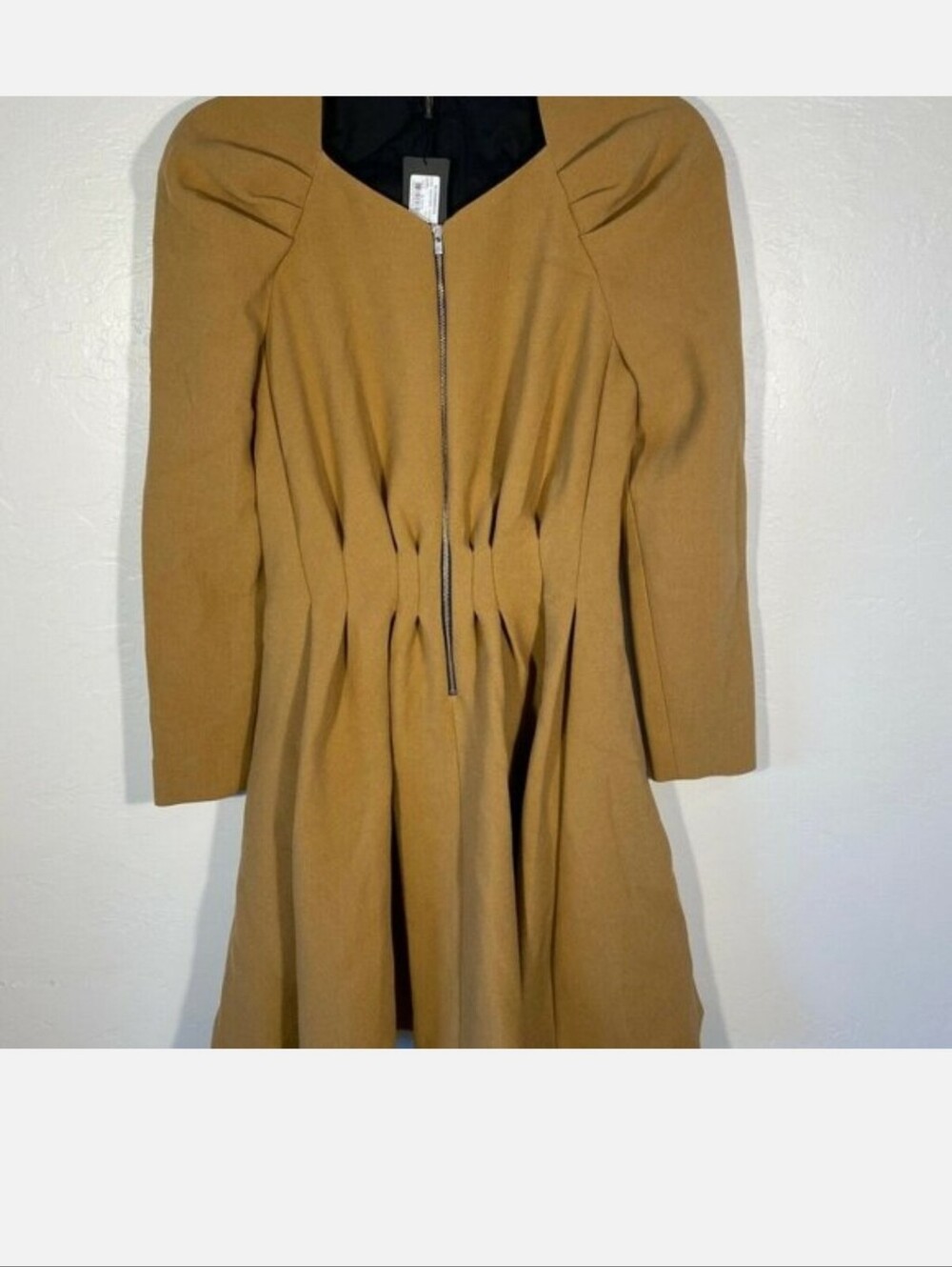 maje BROWN Mini Dress Fit N Flare Long PUFF Slv M